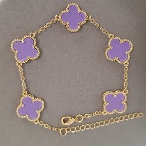 Gold Filled Purple Clovers Bracelet